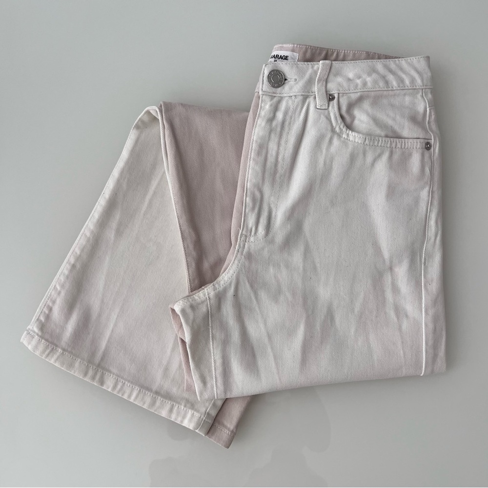 Garage White and Beige Color-block Jeans